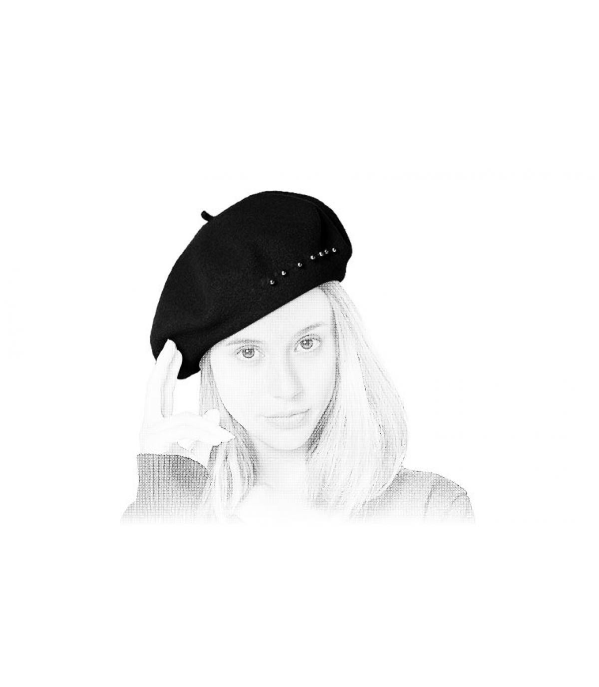 boina perlas negro Belleville black boina perlas negro Belleville black